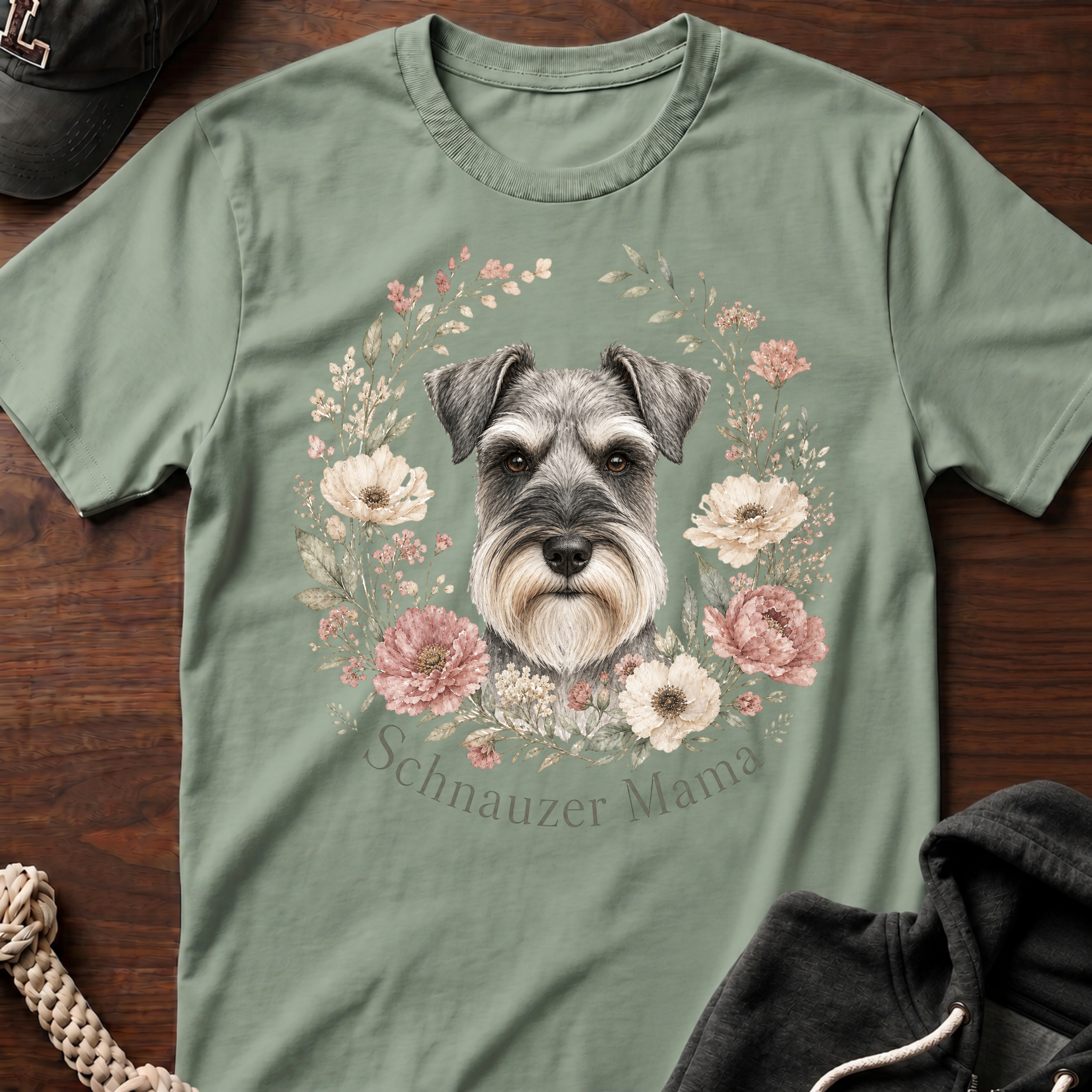 Wildflower Floral Schnauzer T-Shirt