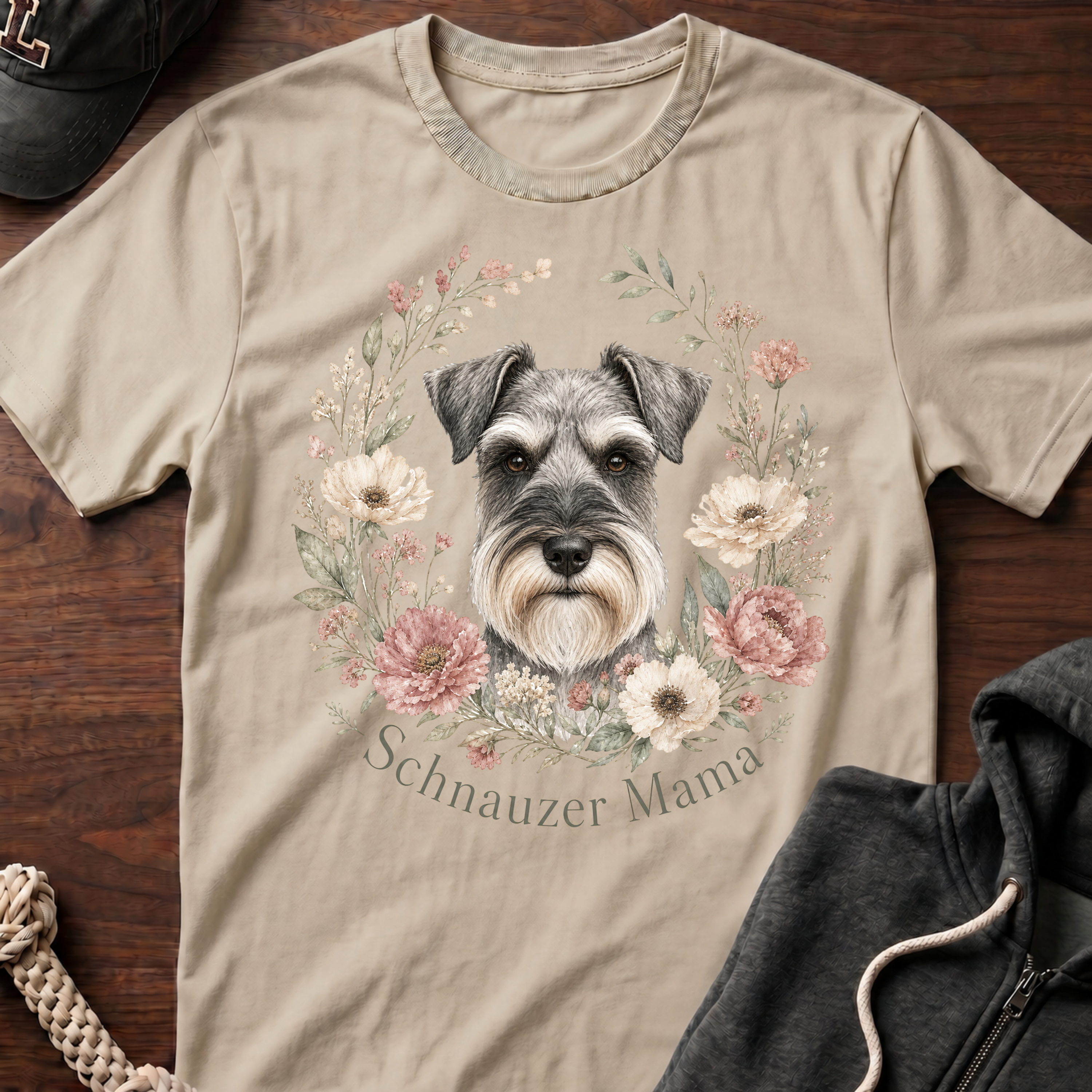 Wildflower Floral Schnauzer T-Shirt