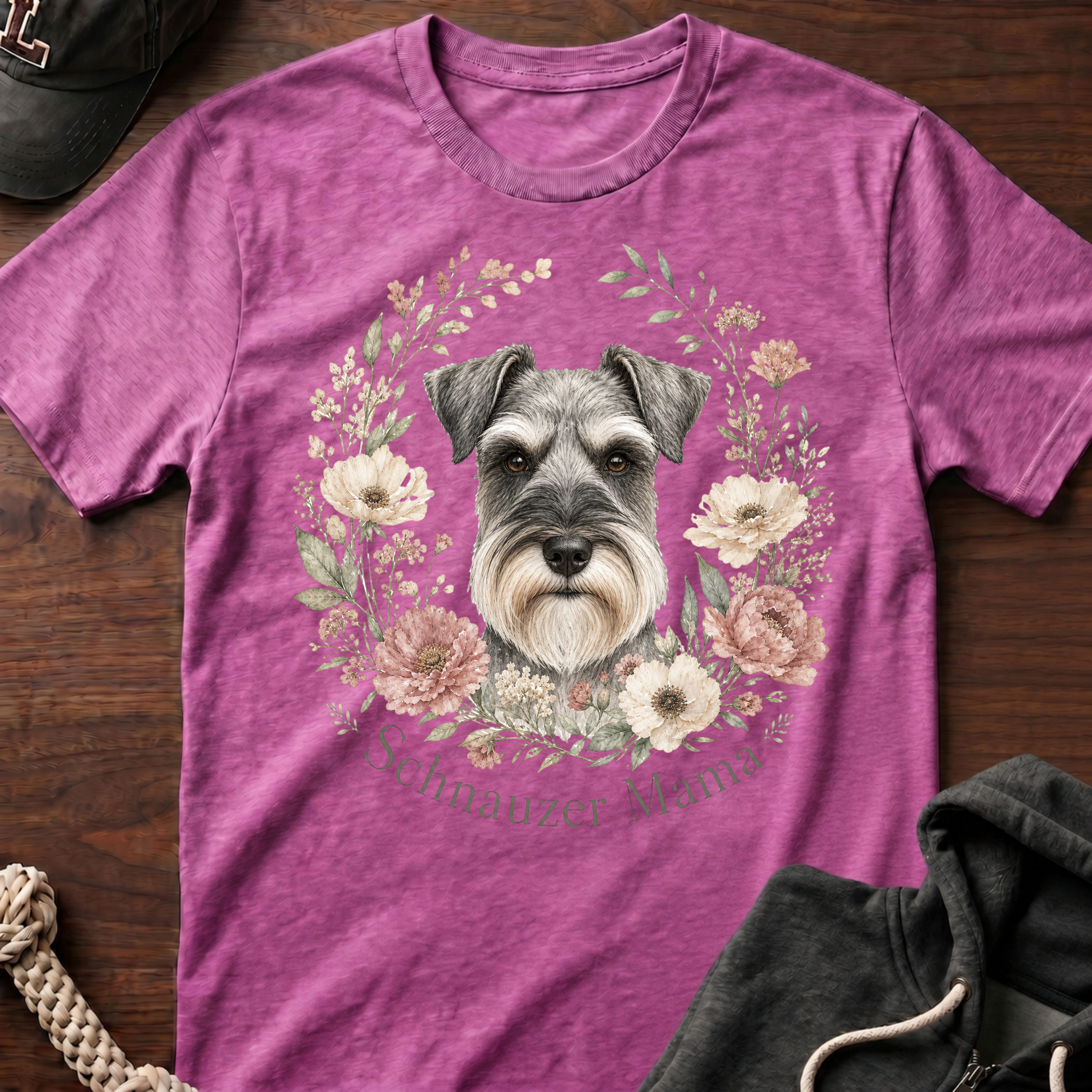 Wildflower Floral Schnauzer T-Shirt