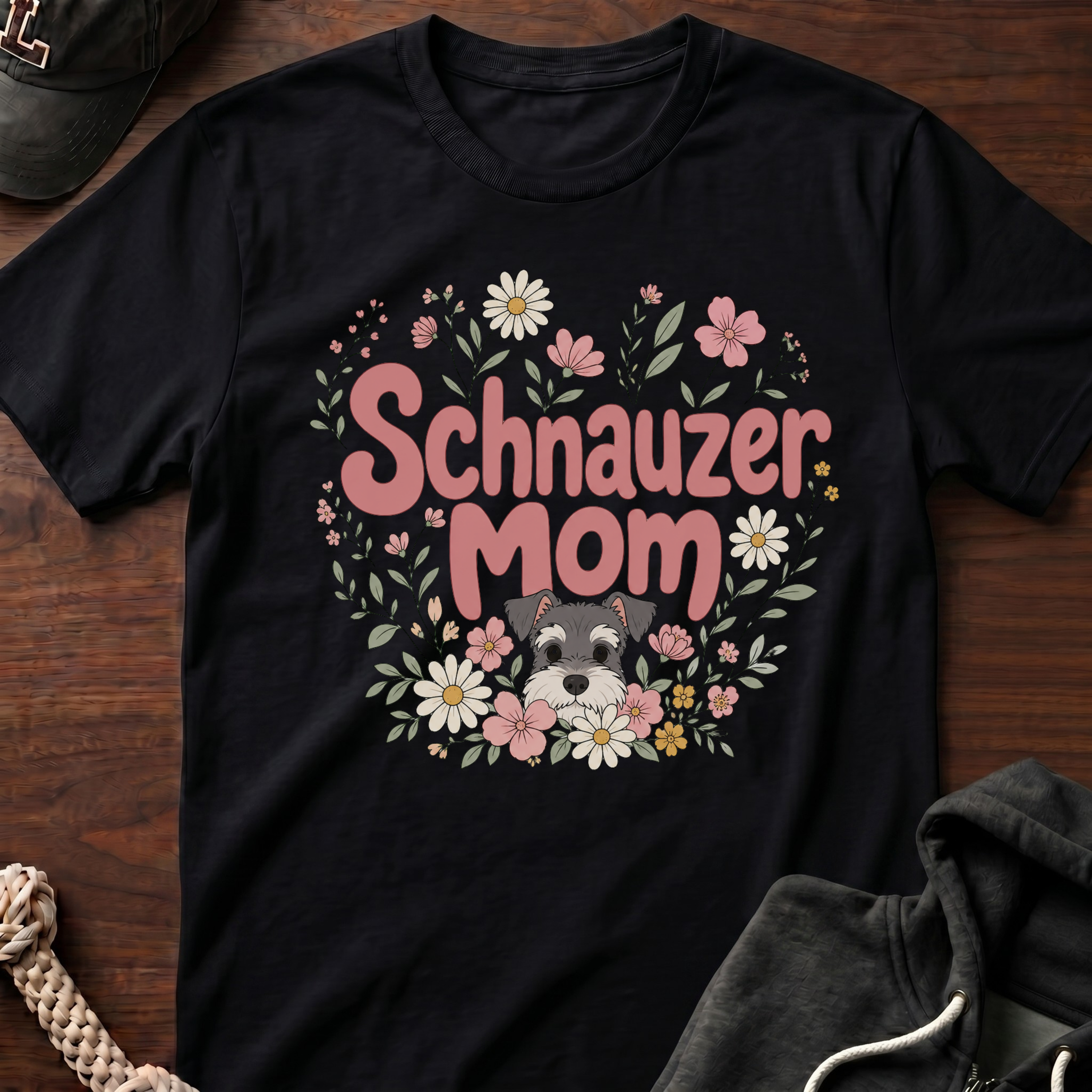 Schnauzer Mom Floral T-Shirt