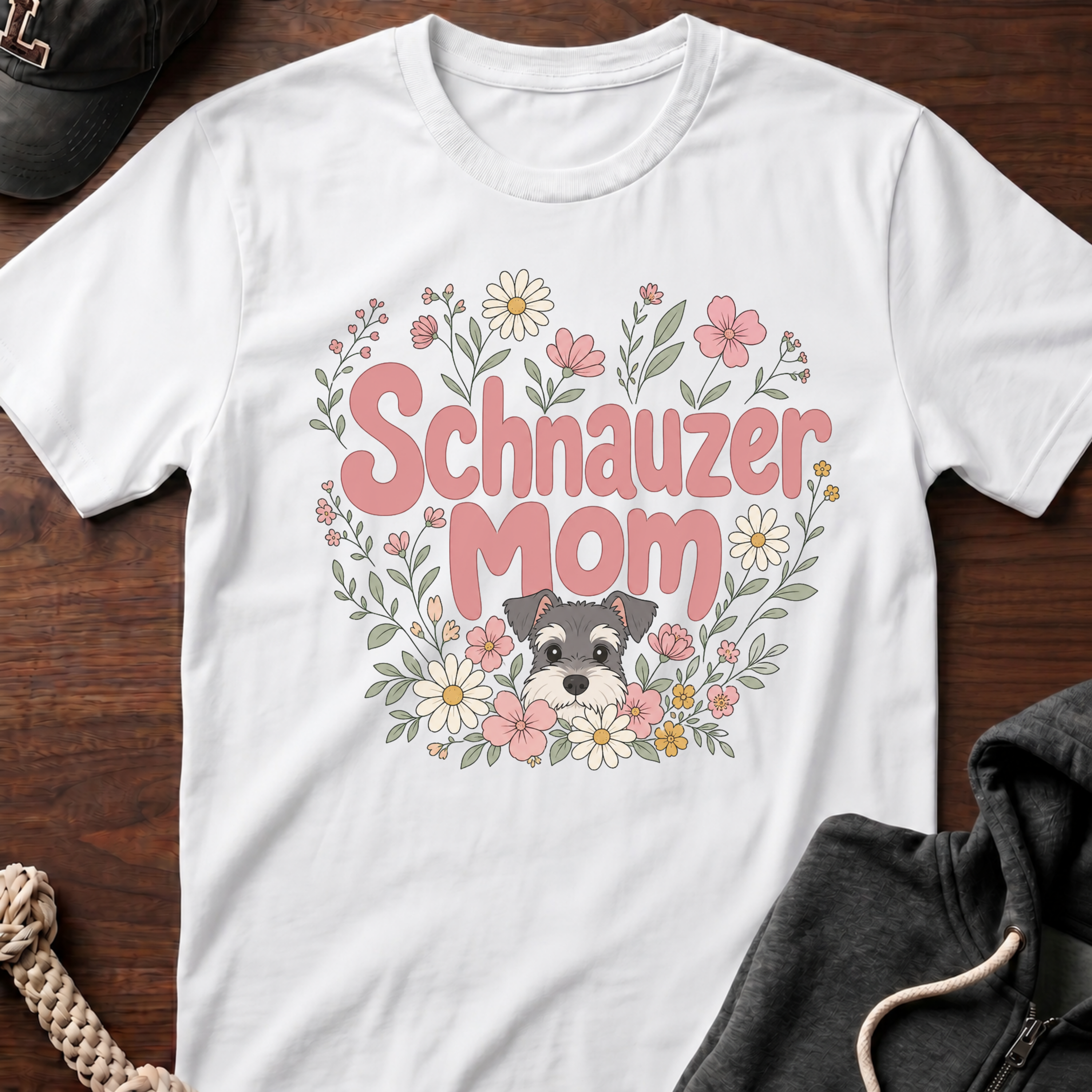 Schnauzer Mom Floral T-Shirt