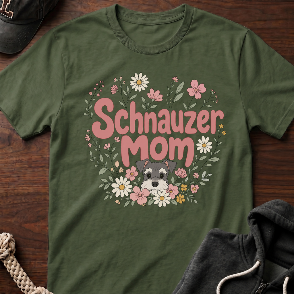Schnauzer Mom Floral T-Shirt