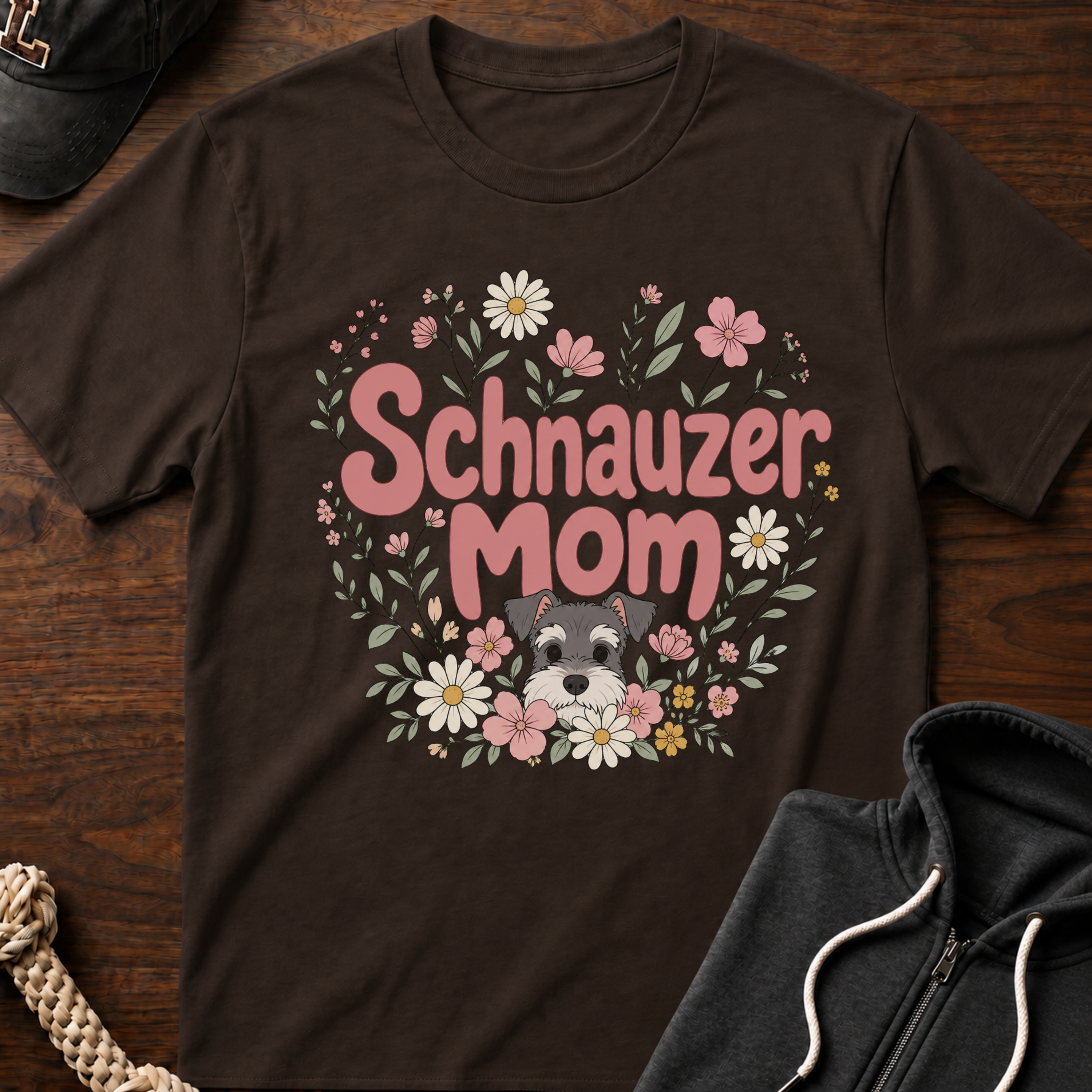 Schnauzer Mom Floral T-Shirt