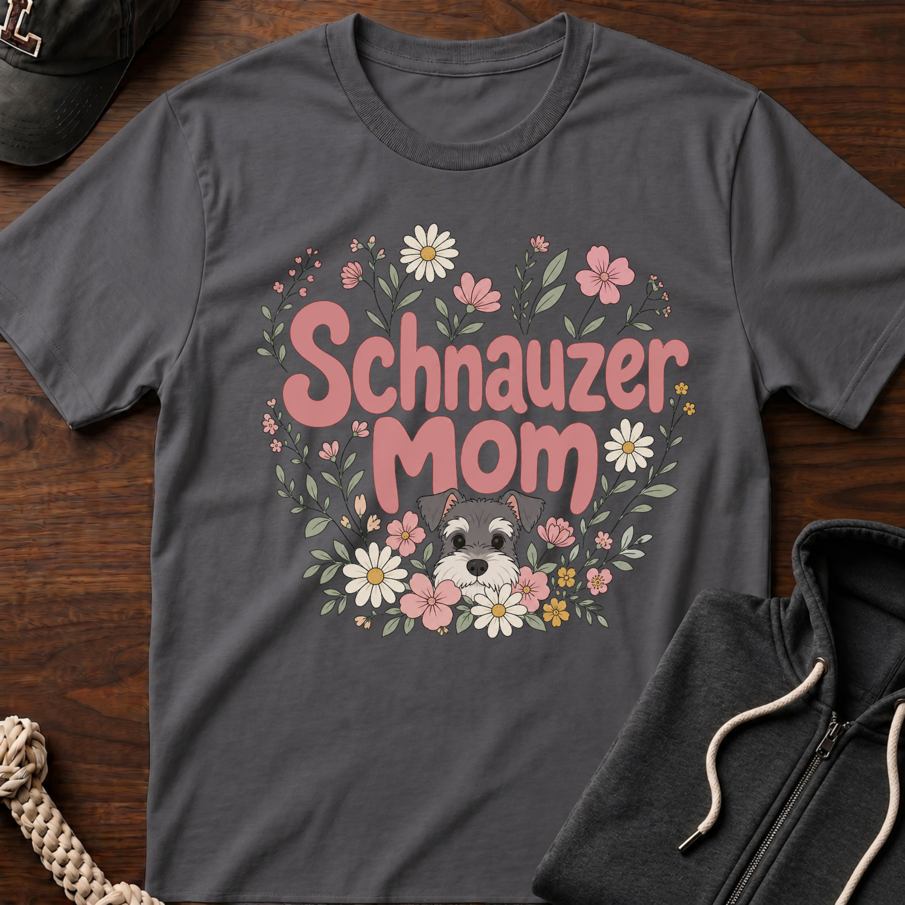 Schnauzer Mom Floral T-Shirt