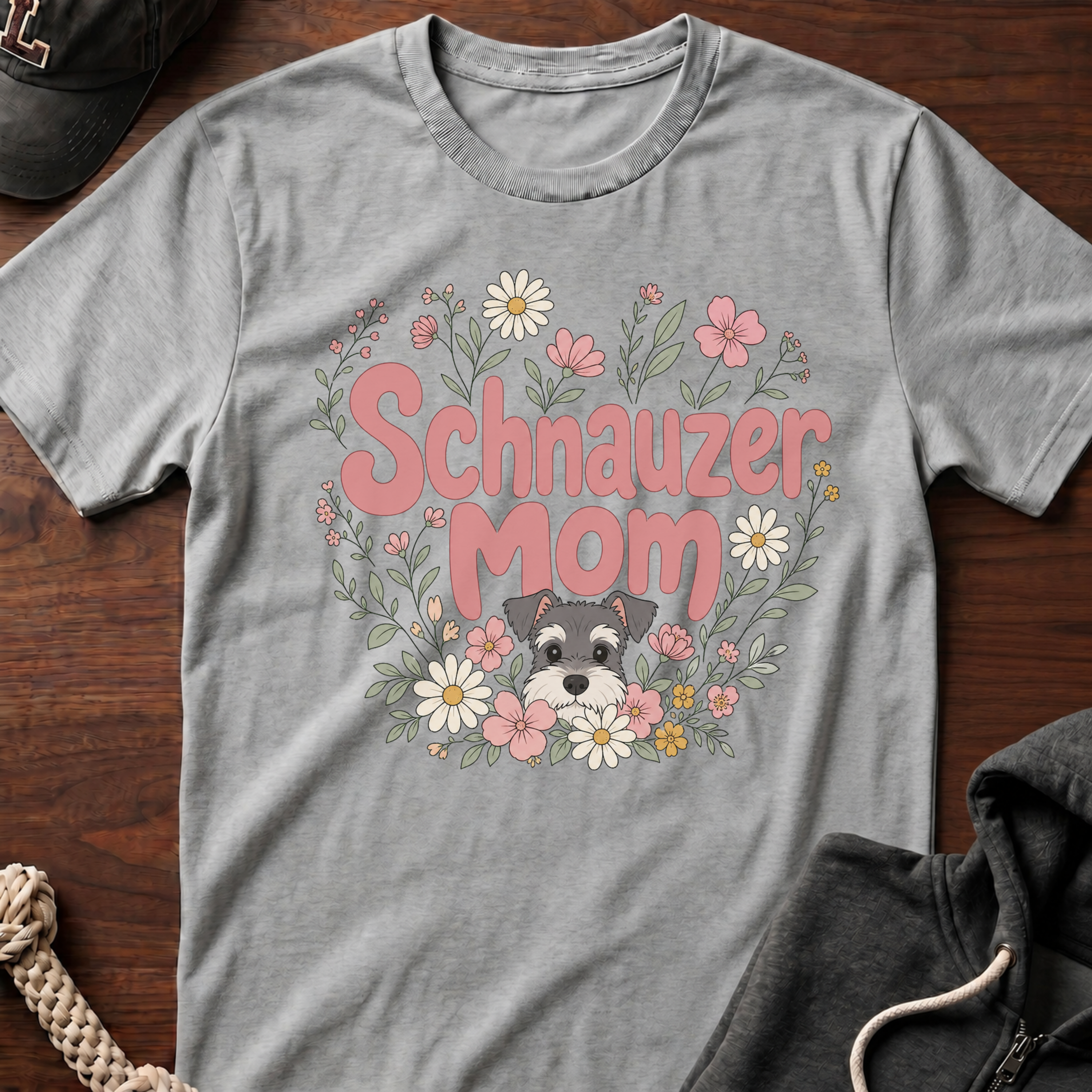 Schnauzer Mom Floral T-Shirt