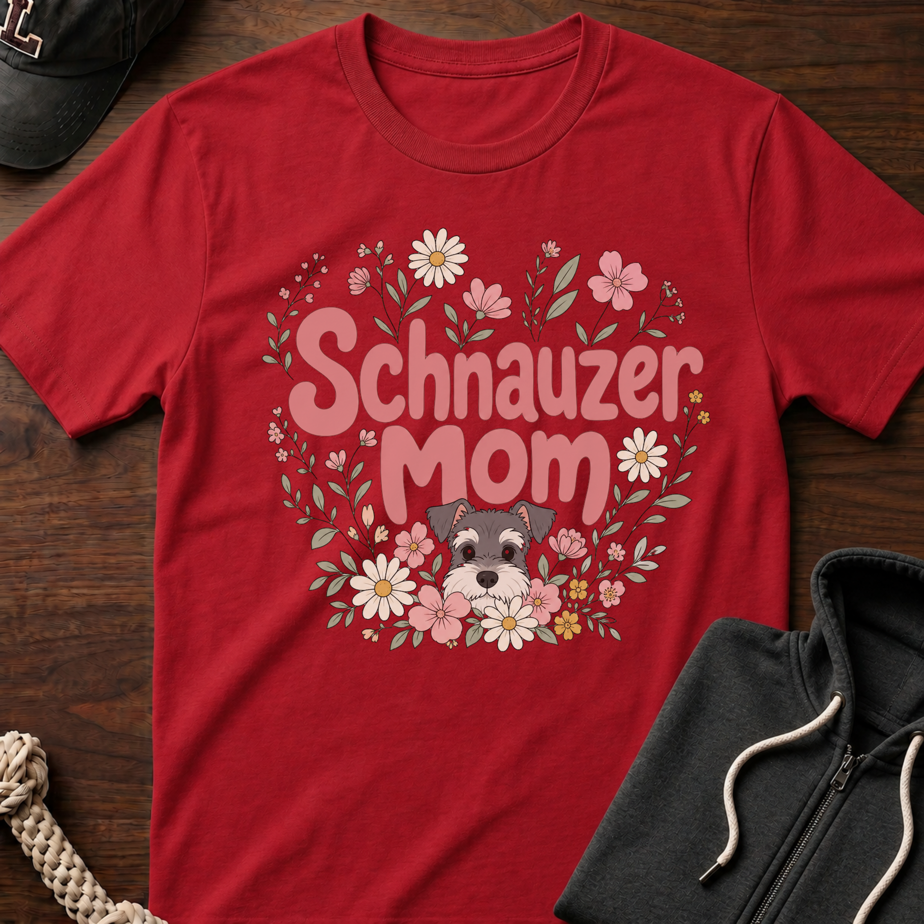 Schnauzer Mom Floral T-Shirt