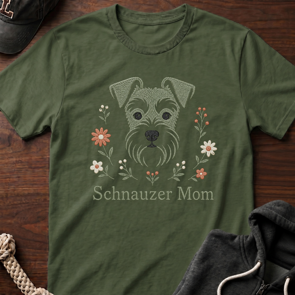 Schnauzer Mom Emb T-Shirt