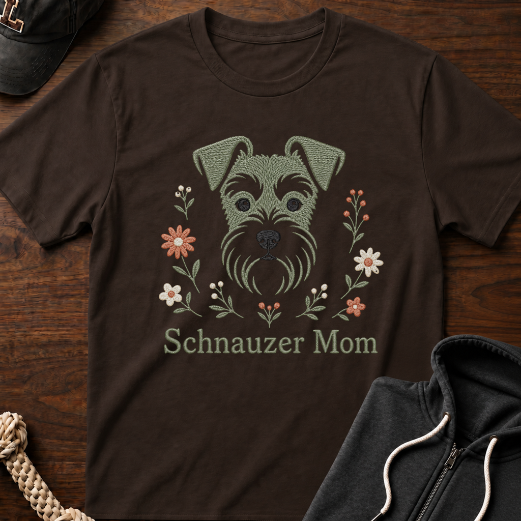 Schnauzer Mom Emb T-Shirt