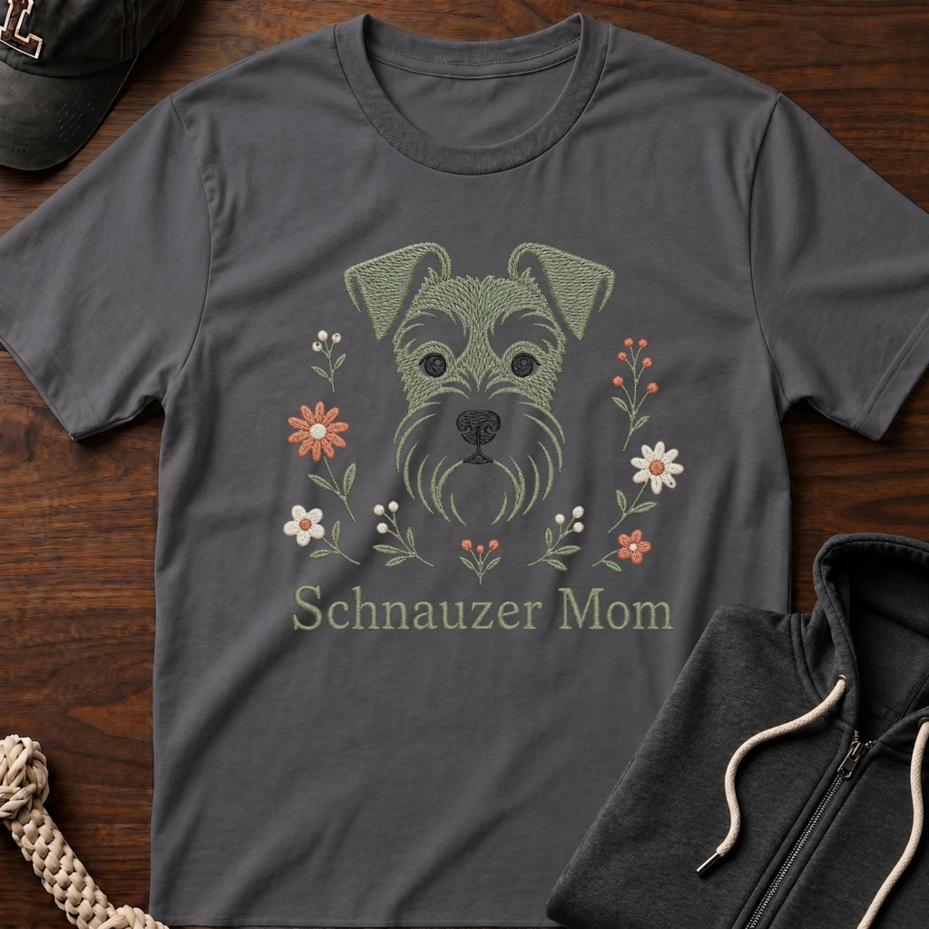 Schnauzer Mom Emb T-Shirt