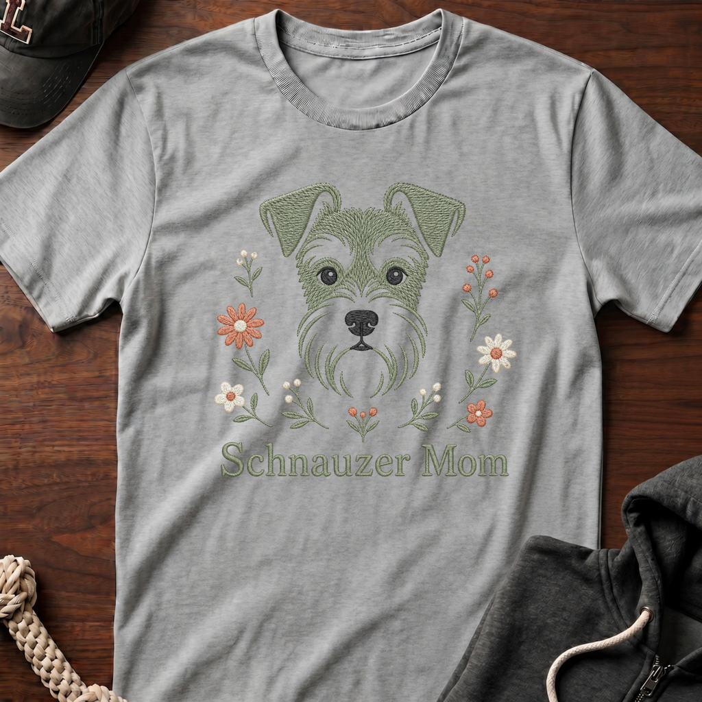 Schnauzer Mom Emb T-Shirt