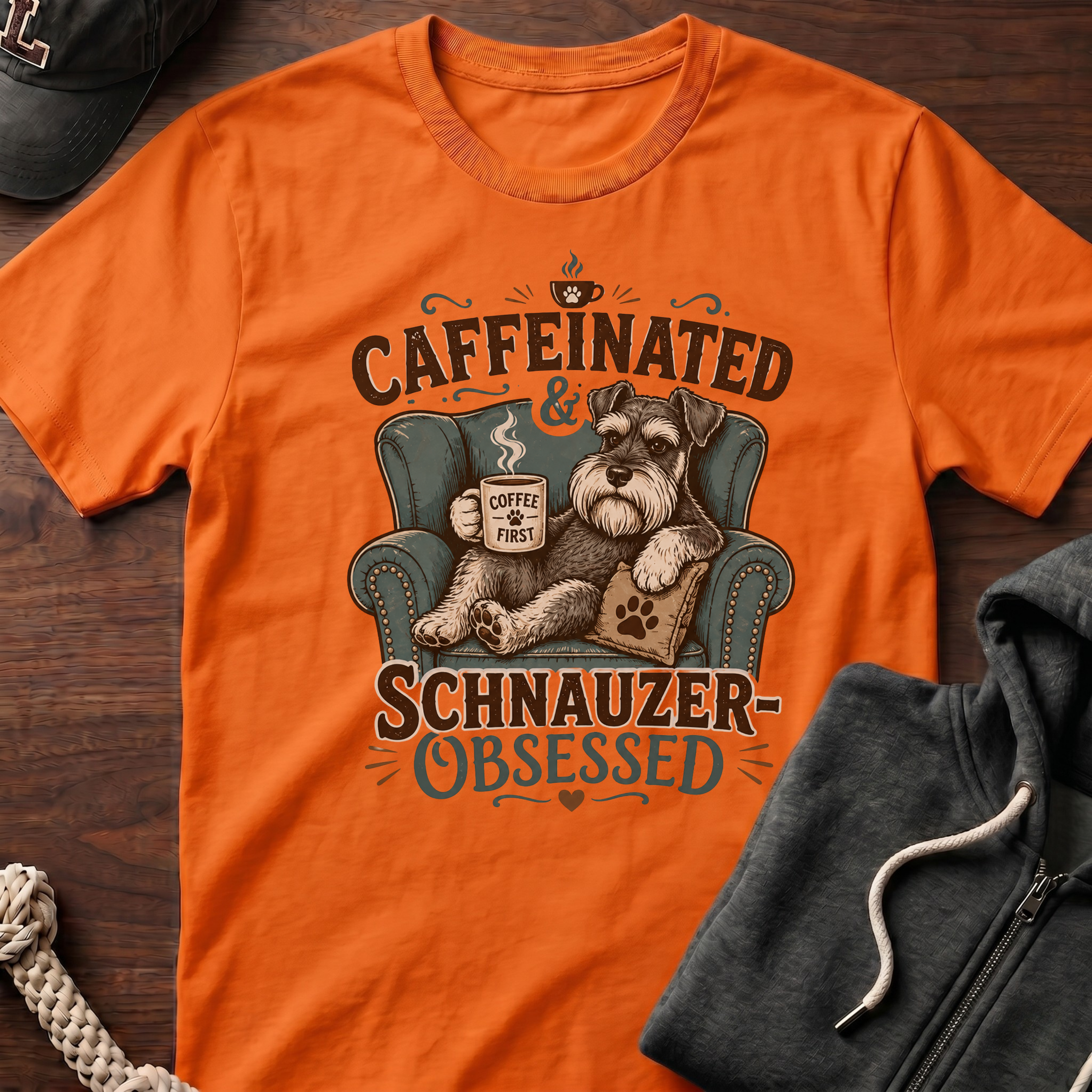 Caffeinated & Schnauzer-Obsessed T-Shirt