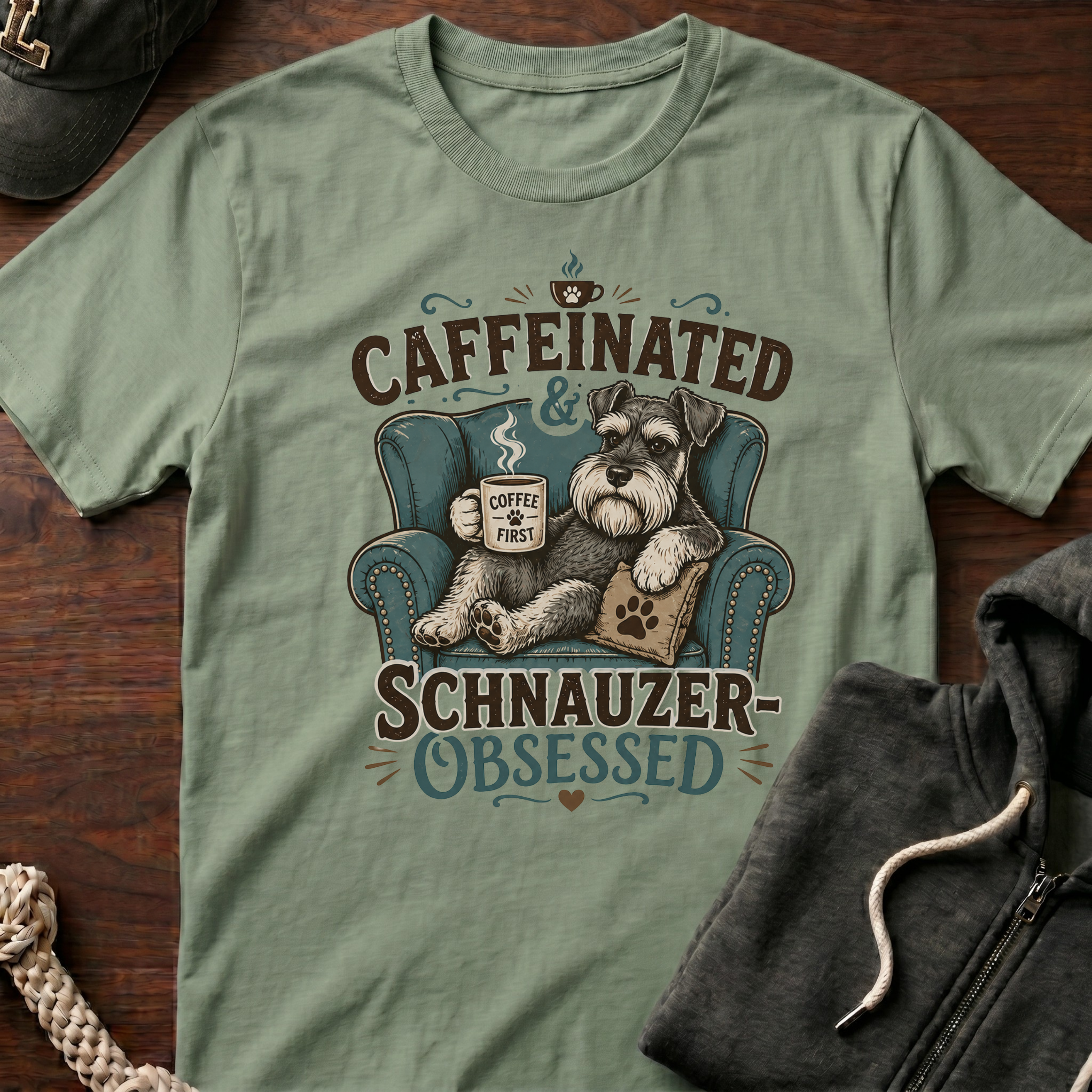 Caffeinated & Schnauzer-Obsessed T-Shirt