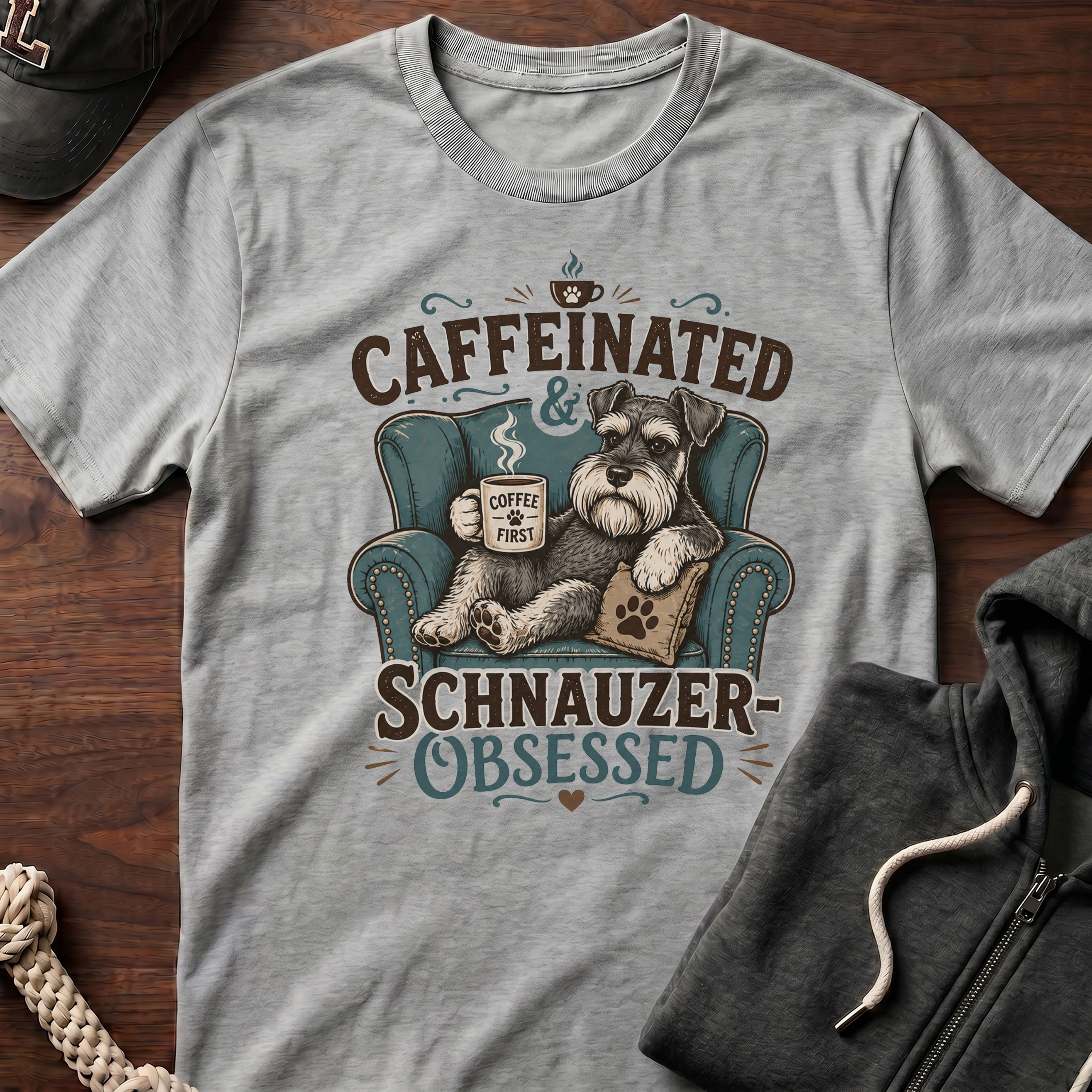 Caffeinated & Schnauzer-Obsessed T-Shirt