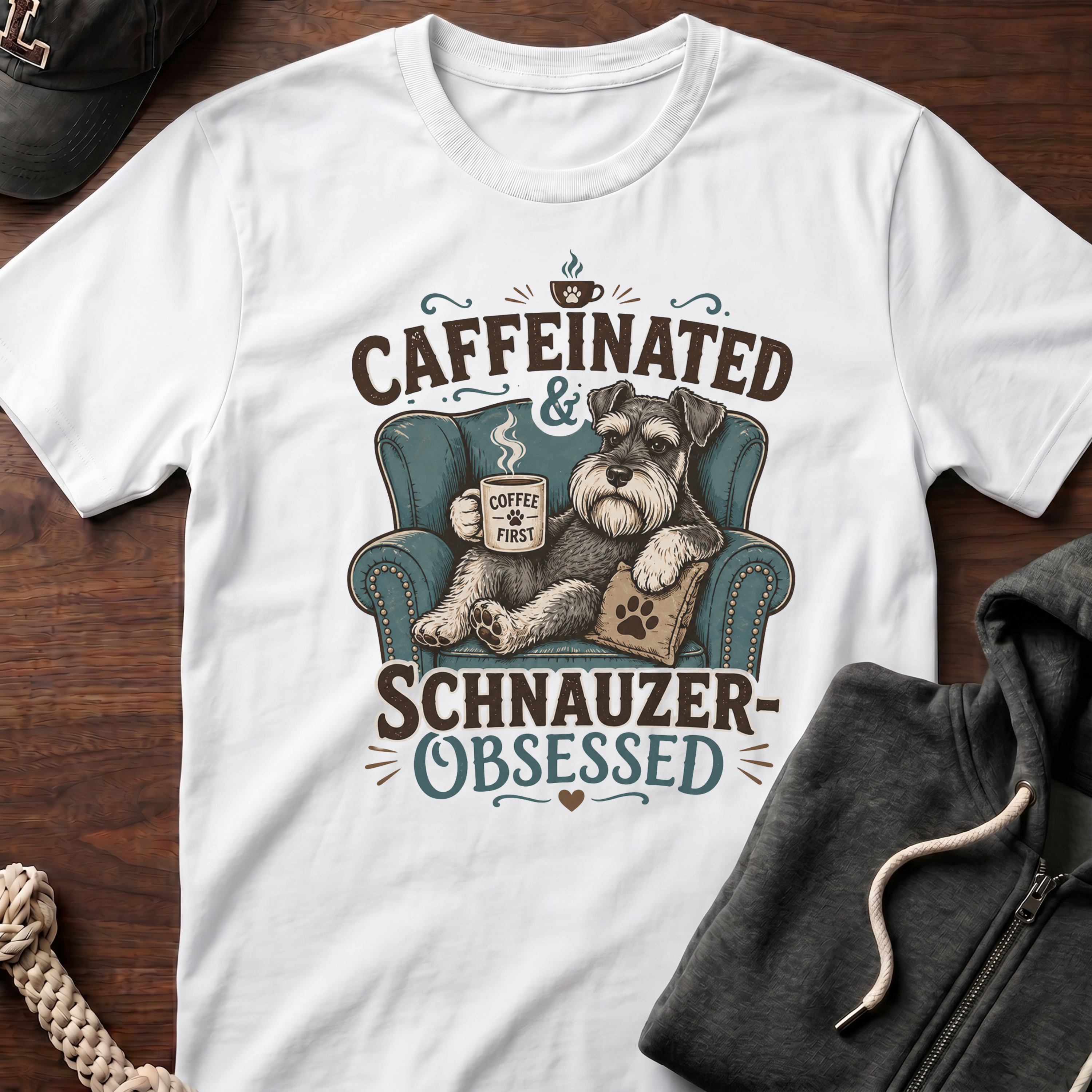 Caffeinated & Schnauzer-Obsessed T-Shirt